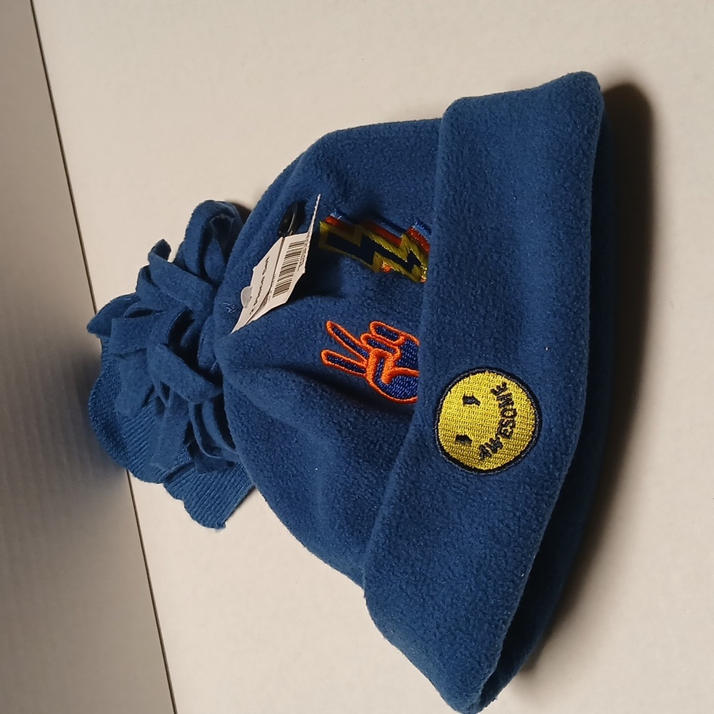 Awesome Boys Blue Hat Mitten Set NWT